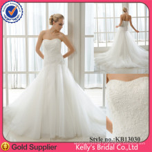 hot sale elegant strapless heavy beading on top soft tulle skirt mermaid style ivory and burgundy wedding dress